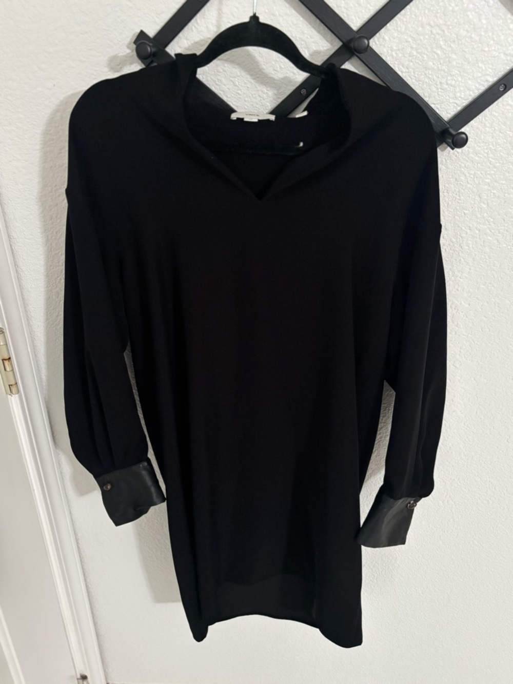 Vince Black Mock Neck Mini Dress S Long Sleeve Minimalist Chic Work - Picture 2 of 5